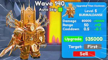 I GOT NEW 🔥ULTIMATE🔥 UPGRADED TITAN CLOCKMAN AND WIN 140 WAVES 🔥 Toilet Tower Defense